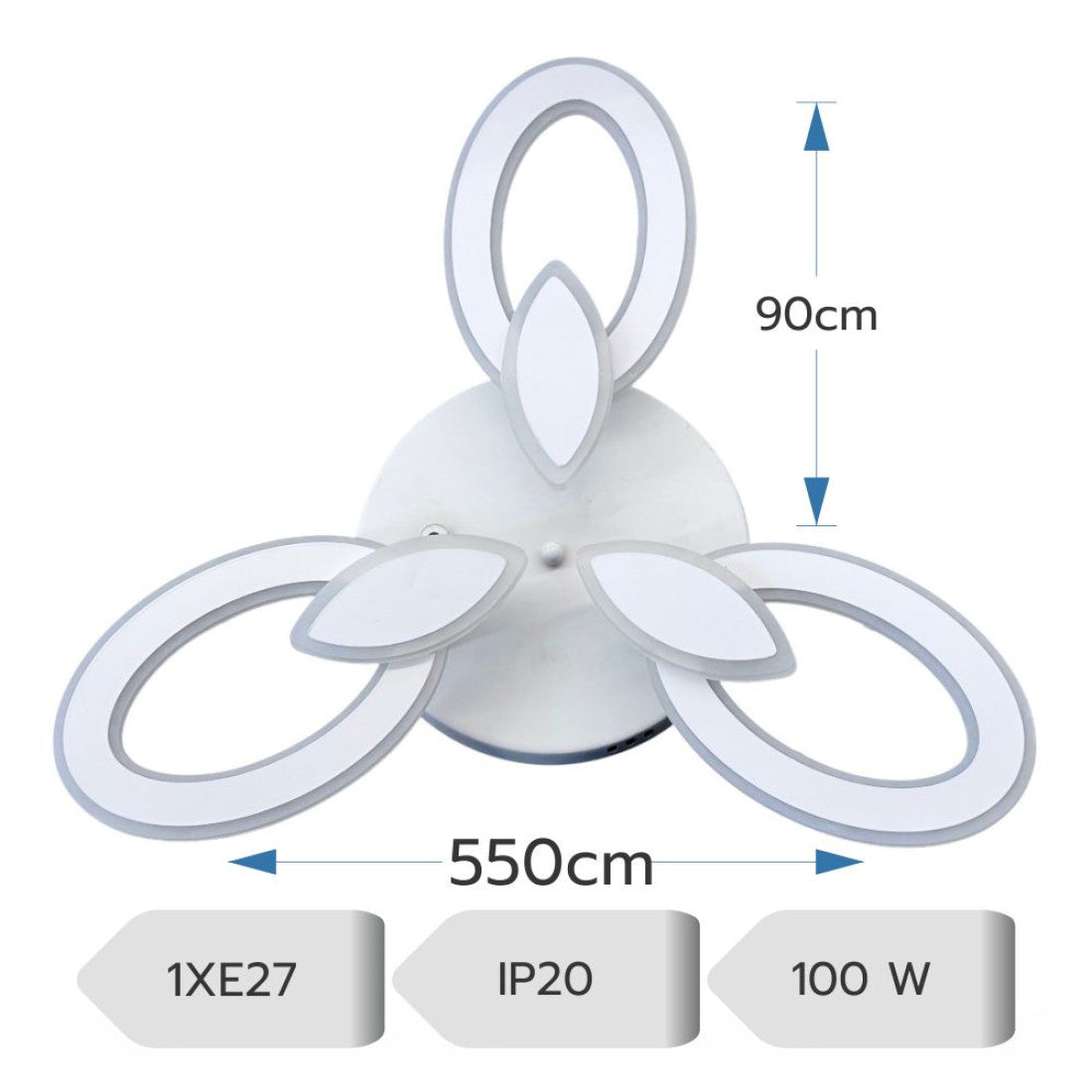 LUSTRA LED LIVING 100W CU 3 BRATE 3 CULORI+IR 550mm x 90mm