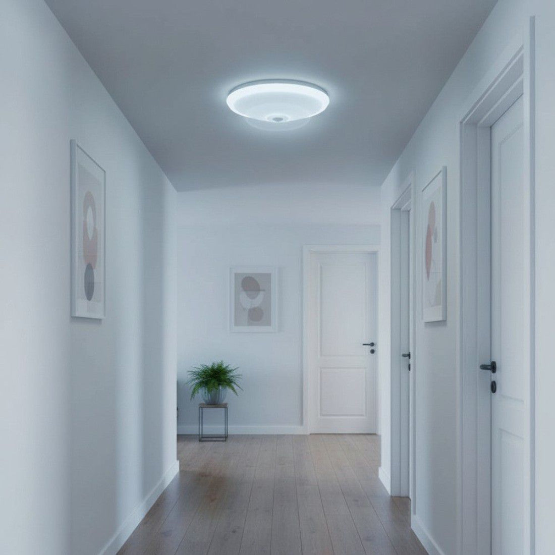 Plafoniera Led cu senzor de miscare reglabil Ø290x95mm, 18W=115W, 6500K, lumina rece