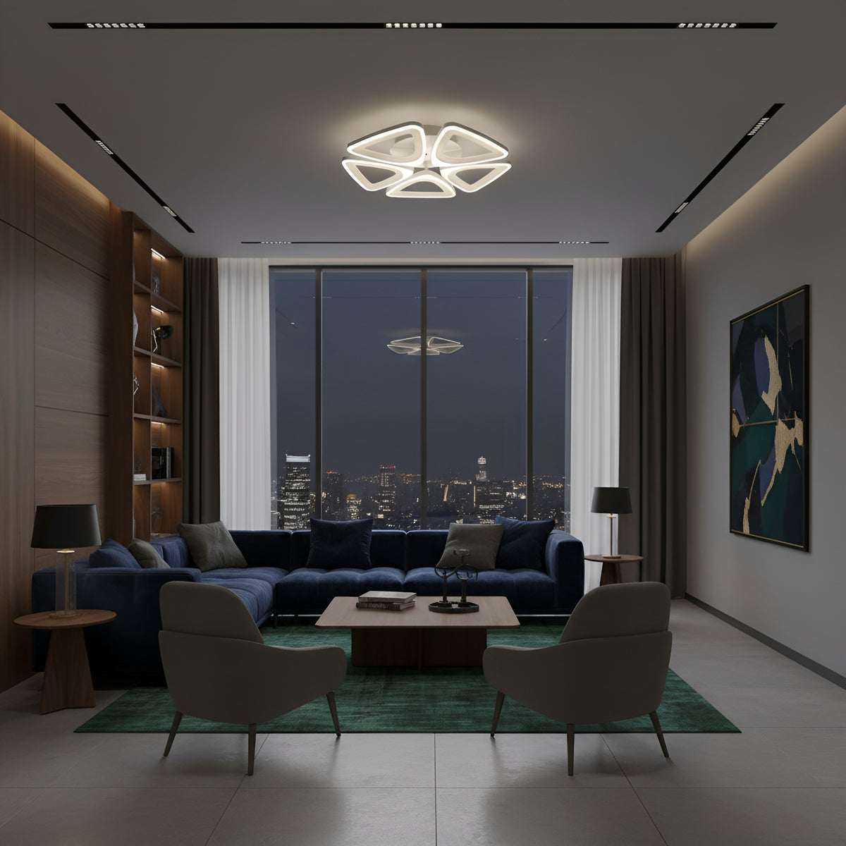 LUSTRA LED 80W CU 5 BRATE 3 CULORI+IR 470mm x 85mm