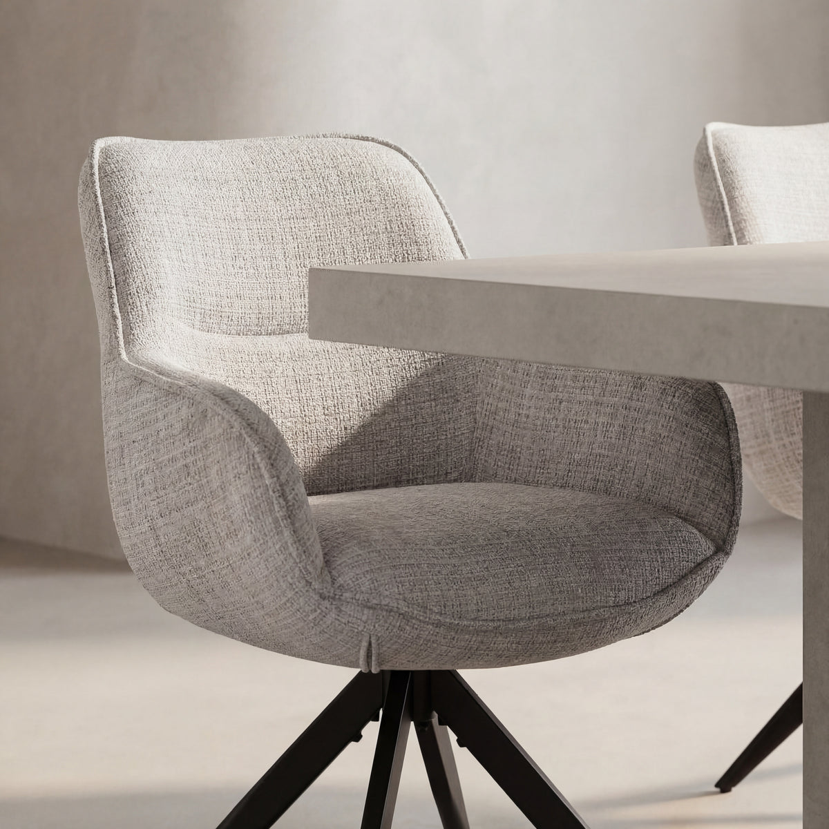 Scaun rotativ TURIN, gri deschis/negru, stofa clasica/metal, 65x62x86 cm
