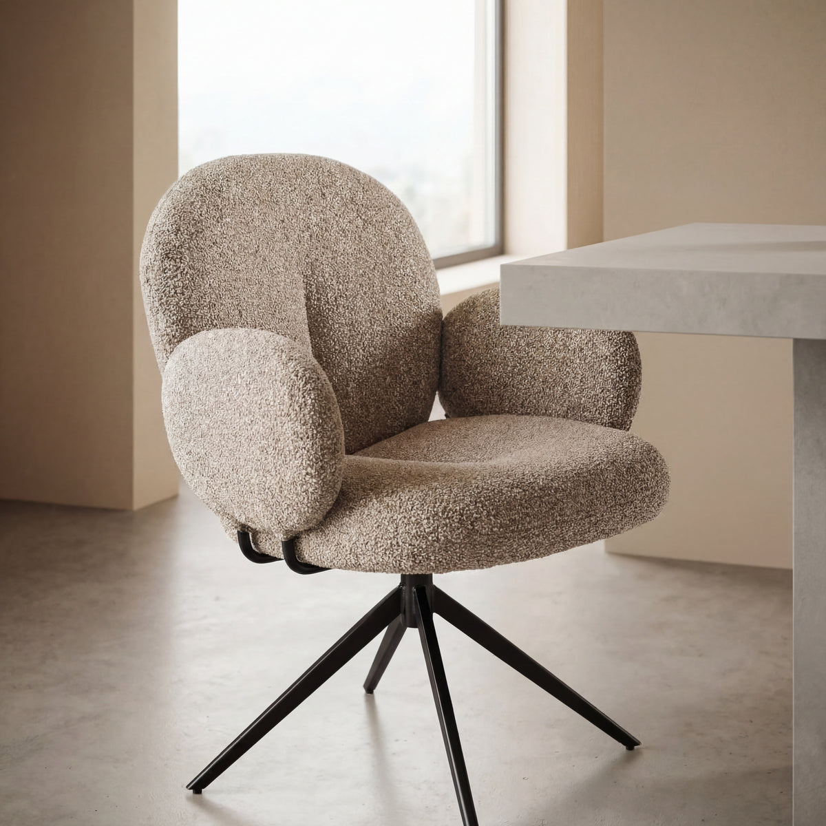 Scaun K568, bej inchis/negru, stofa clasica/otel, 65x64x82 cm