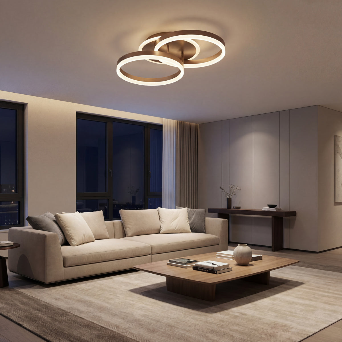 Lustra Led Cafeniu Dione 64w / cu Telecomanda 300+300mm