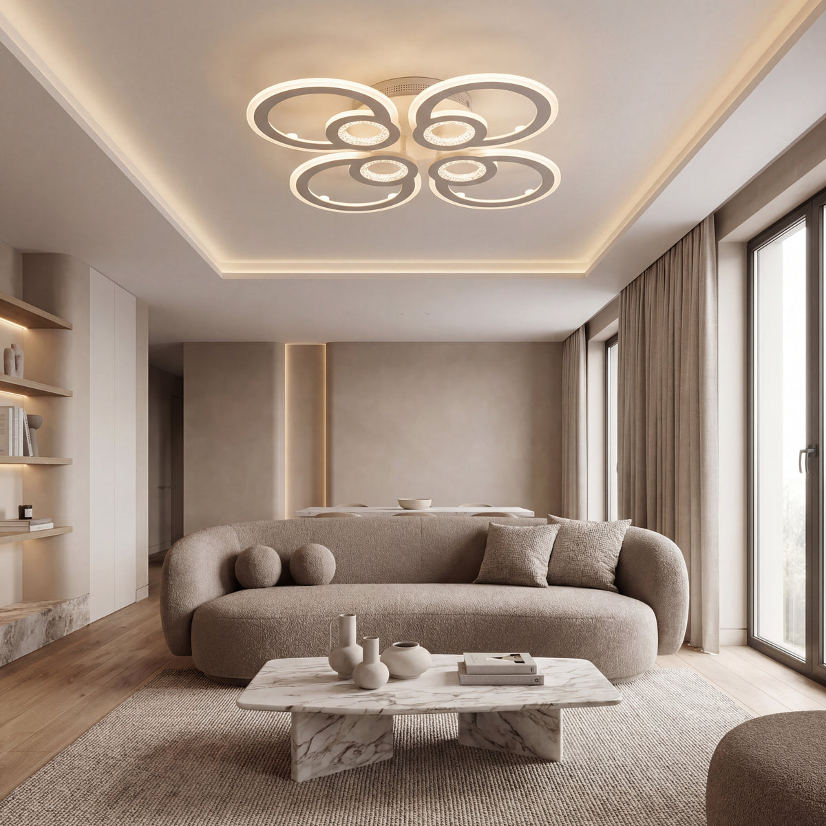 LUSTRA LED JUNO 96W CU 8 BRATE 3 CULORI+IR