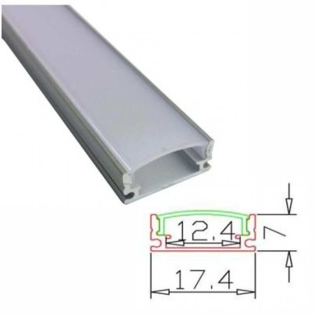 Profil Aluminiu 1m Usor Convex 17.4X7/12.4mm