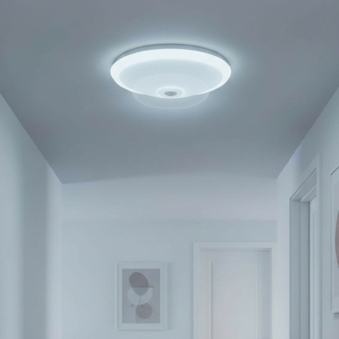 Plafoniera Led cu senzor de miscare reglabil Ø290x95mm, 18W=115W, 6500K, lumina rece