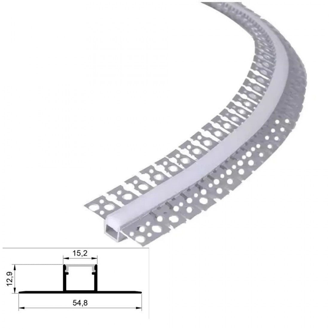 Profil Aluminiu pentru Rigips 1m colt exterior 54.8x15.2x12.9mm
