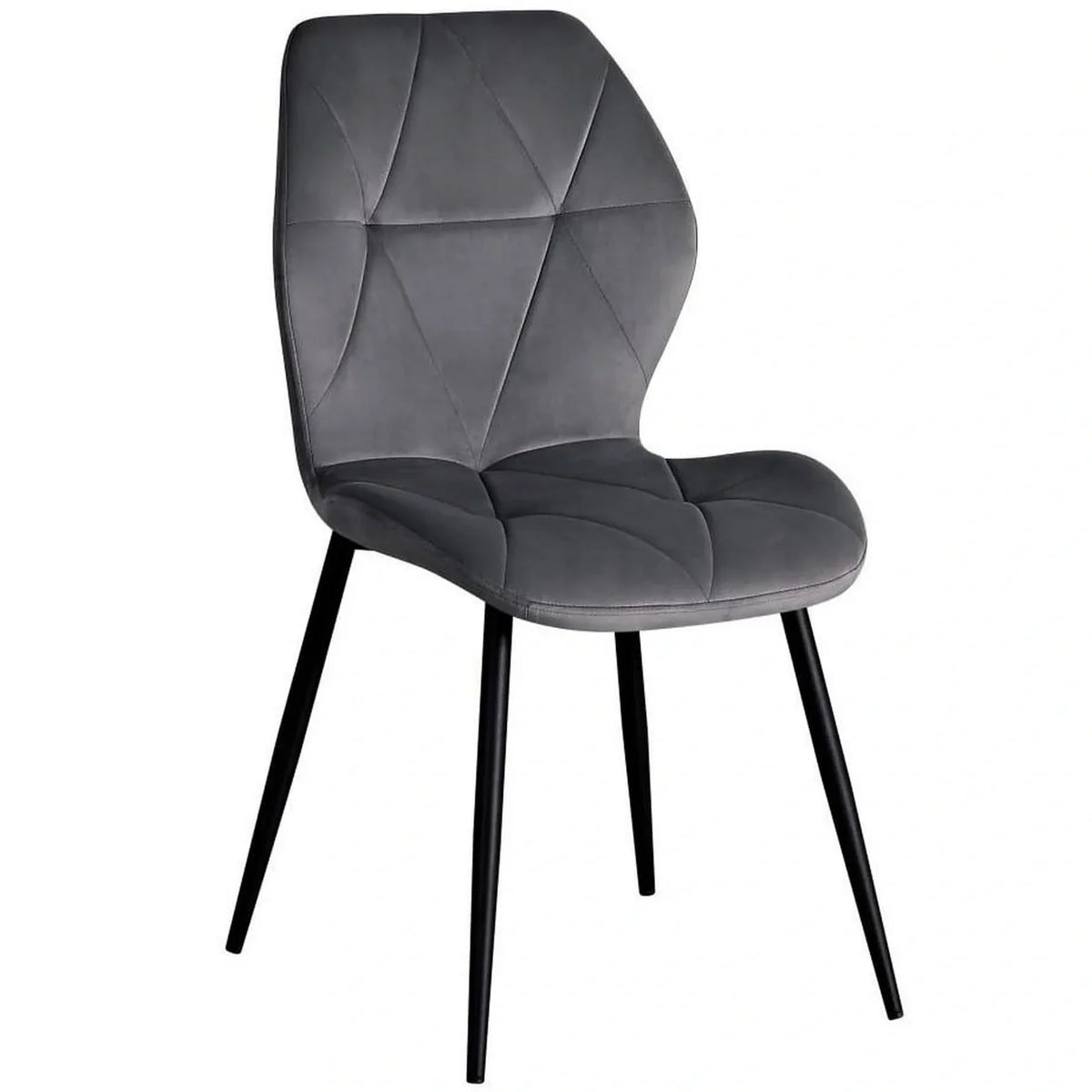 Scaun KEN, gri inchis/negru, stofa catifelata/metal, 47x55x87 cm