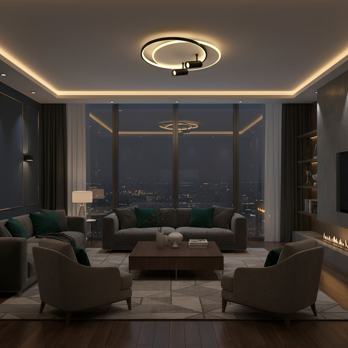 Lustra Led Neagra cu spot Carina 60w / cu Telecomanda