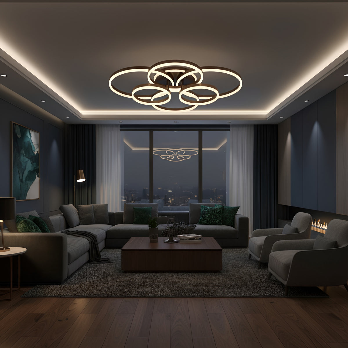 Lustra Led Dione 222w/  cu Telecomanda 300*2+400*2+500*2mm