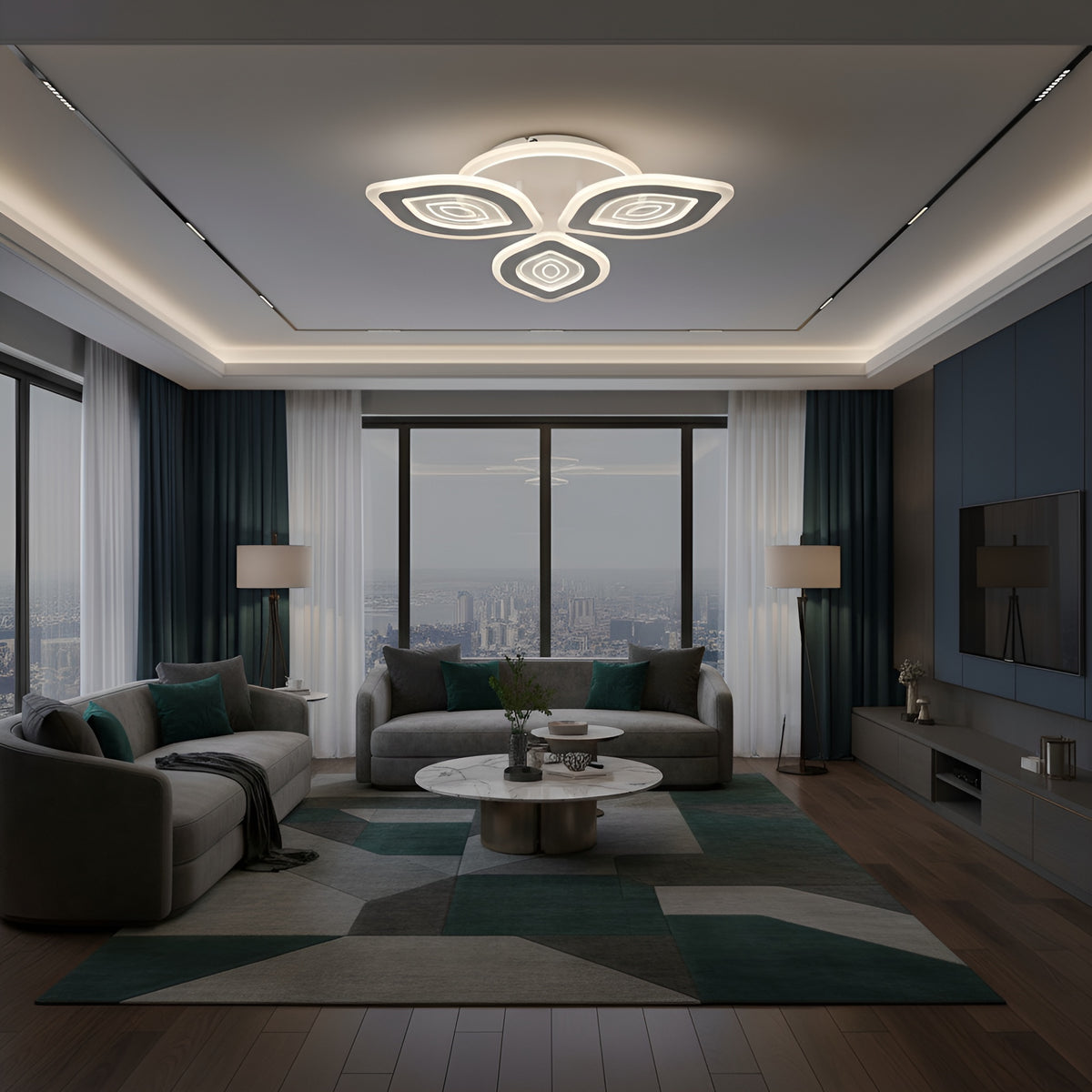 LUSTRA LED LIVING 50W 3 BRATE 3 CULORI+IR 480mm x 85