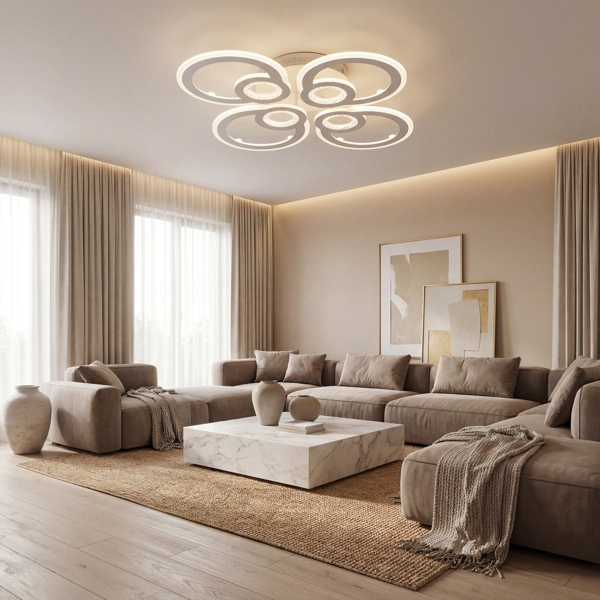 LUSTRA LED JUNO 96W CU 8 BRATE 3 CULORI+IR