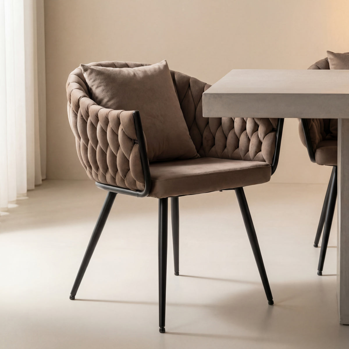 Scaun NUVO, bej inchis - Bluvel 40, stofa catifelata/metal, 62x47x86 cm