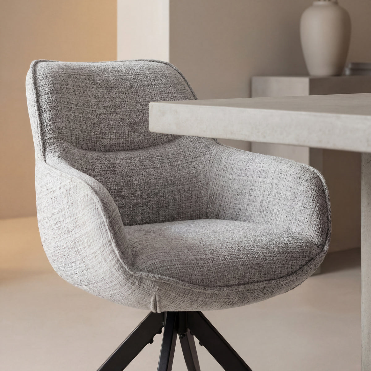 Scaun rotativ TURIN, gri deschis/negru, stofa clasica/metal, 65x62x86 cm