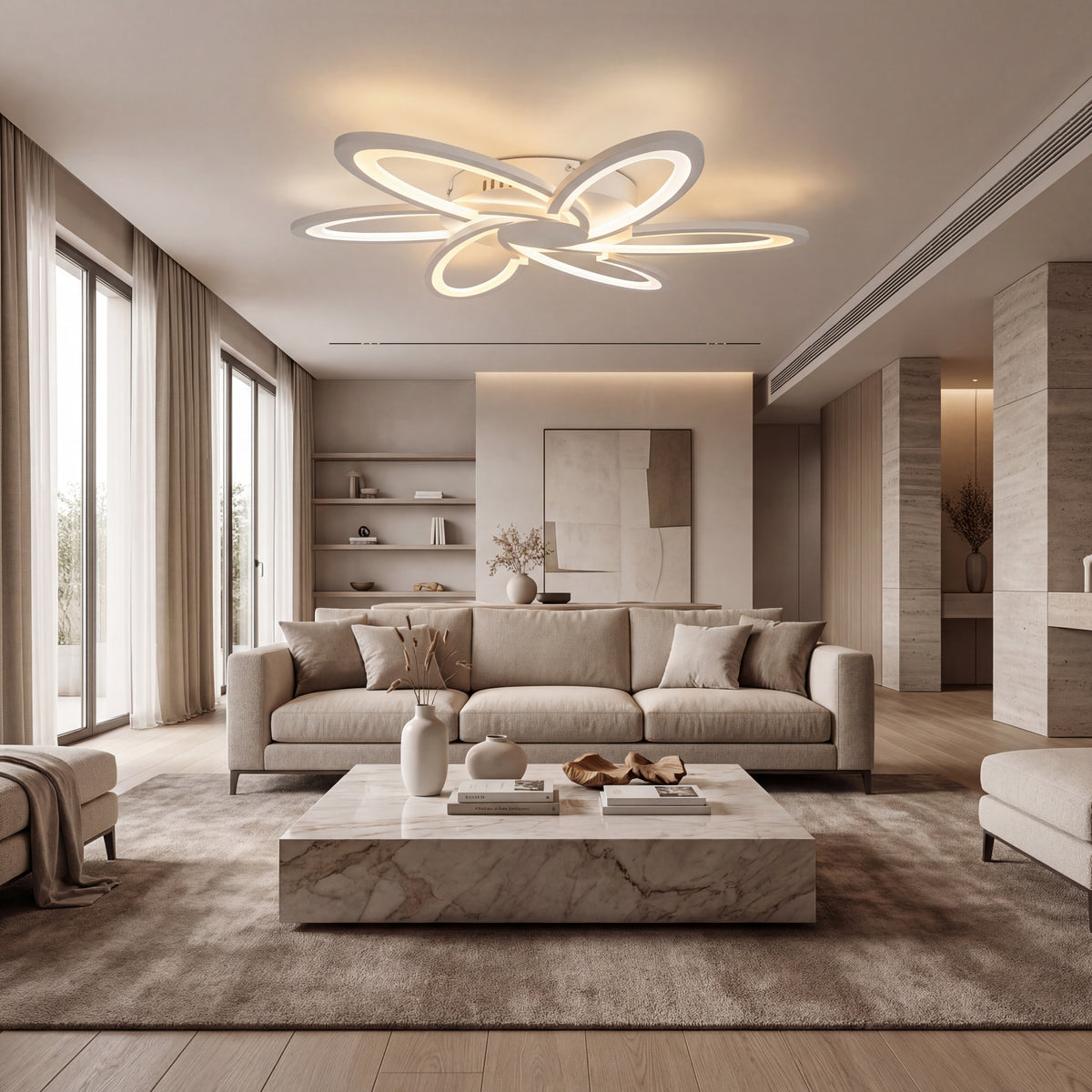 LUSTRA LED 108W CU 6 BRATE 3 CULORI 3000K/4000K/6500K + IR 700X700X100MM