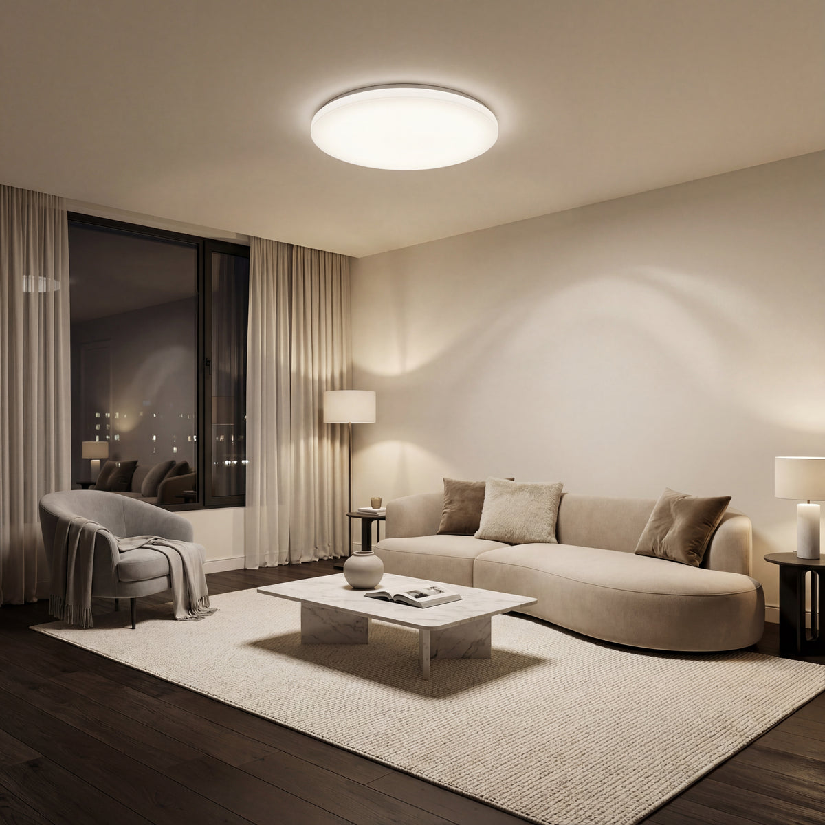 Plafoniera led ECO IP40 Rotunda Alba Fi370, 35W, 6500K, lumina rece
