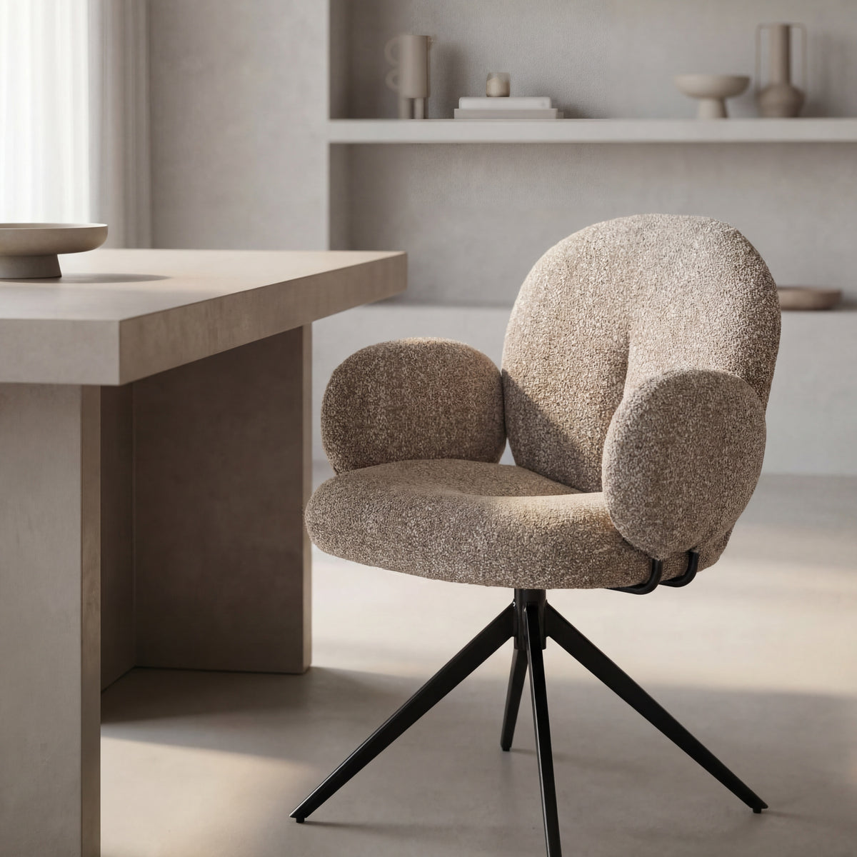 Scaun K568, bej inchis/negru, stofa clasica/otel, 65x64x82 cm