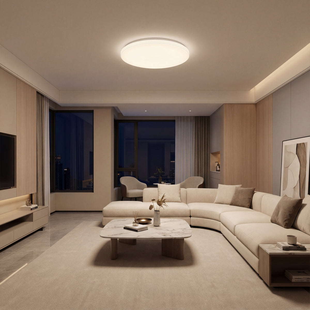 Plafoniera led ECO IP40 Rotunda Alba Fi250, 16W, 6400K, lumina rece